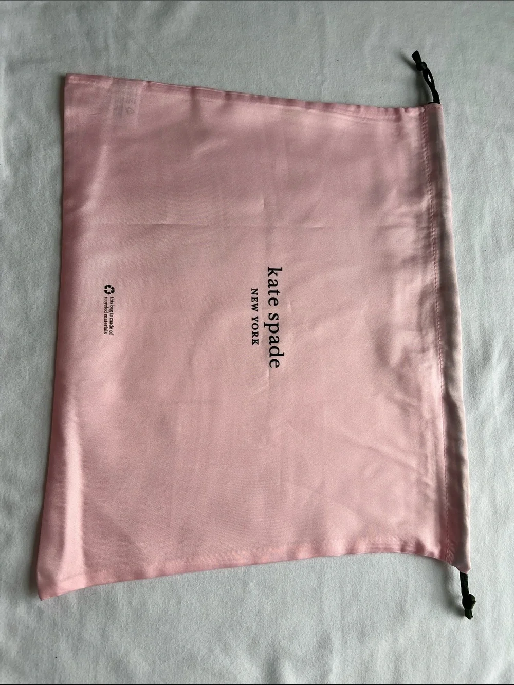 kate spade | Pale Pink Drawstring Dust Bag Dark Green Logo Centered Size: